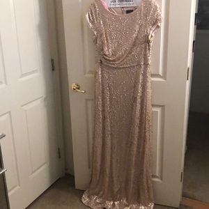 Adrianna Papell Rose Gold Sequins Gown